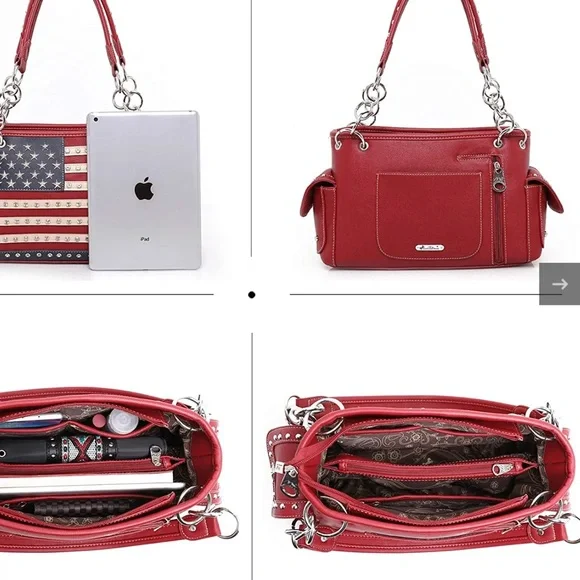 Black and White Studded Flag Design Women's Bag HAND BAG ONLY - Picture 4 of 8